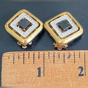 Givenchy Gold and Black Diamond-Shaped Earrings